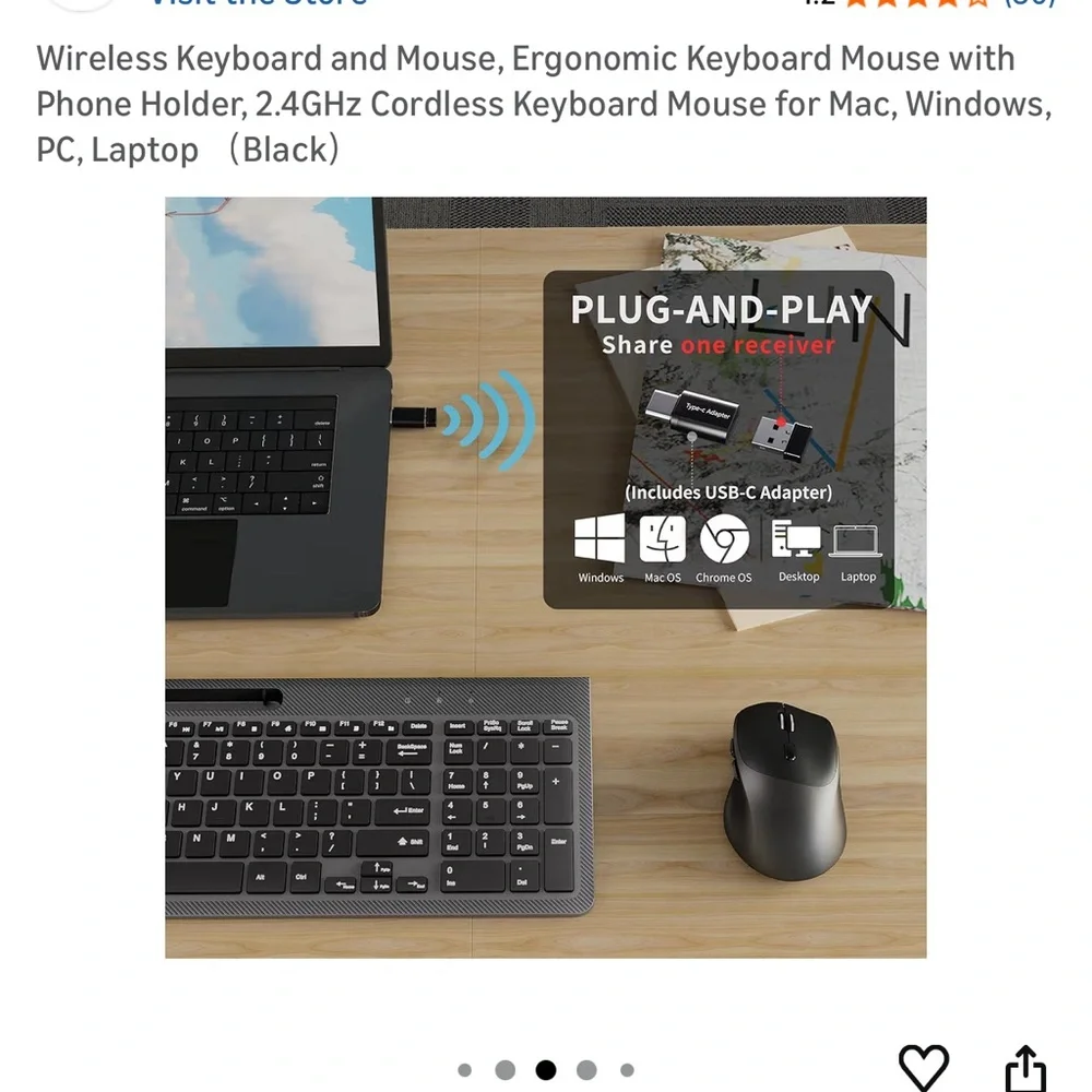 Wireless Black Keyboard and Mouse Set